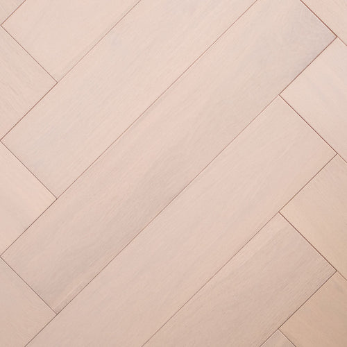 Top-down view of Casper White Engineered Timber Herringbone 15.3mm in Casper White colour light tone herringbone flooring sample