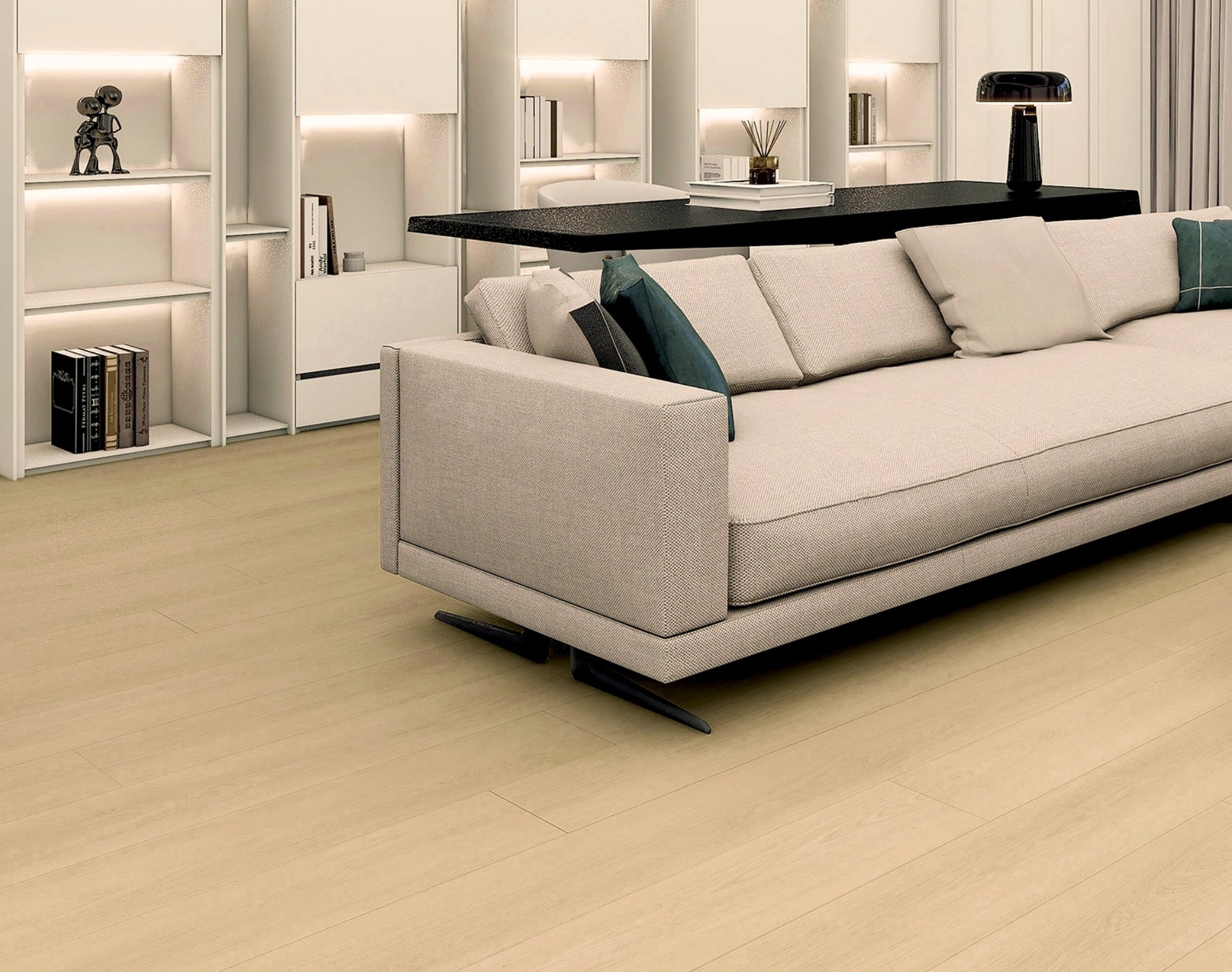 Top-down view of Casper White Engineered Timber Plank 15.3mm in Casper White colour light tone timber flooring sample