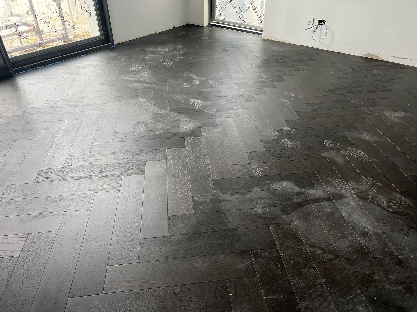 Midnight Grey Engineered Timber Herringbone 15mm