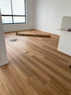 Installed room view of Natural Blackbutt SPC 9.5mm SPC hybrid flooring sample