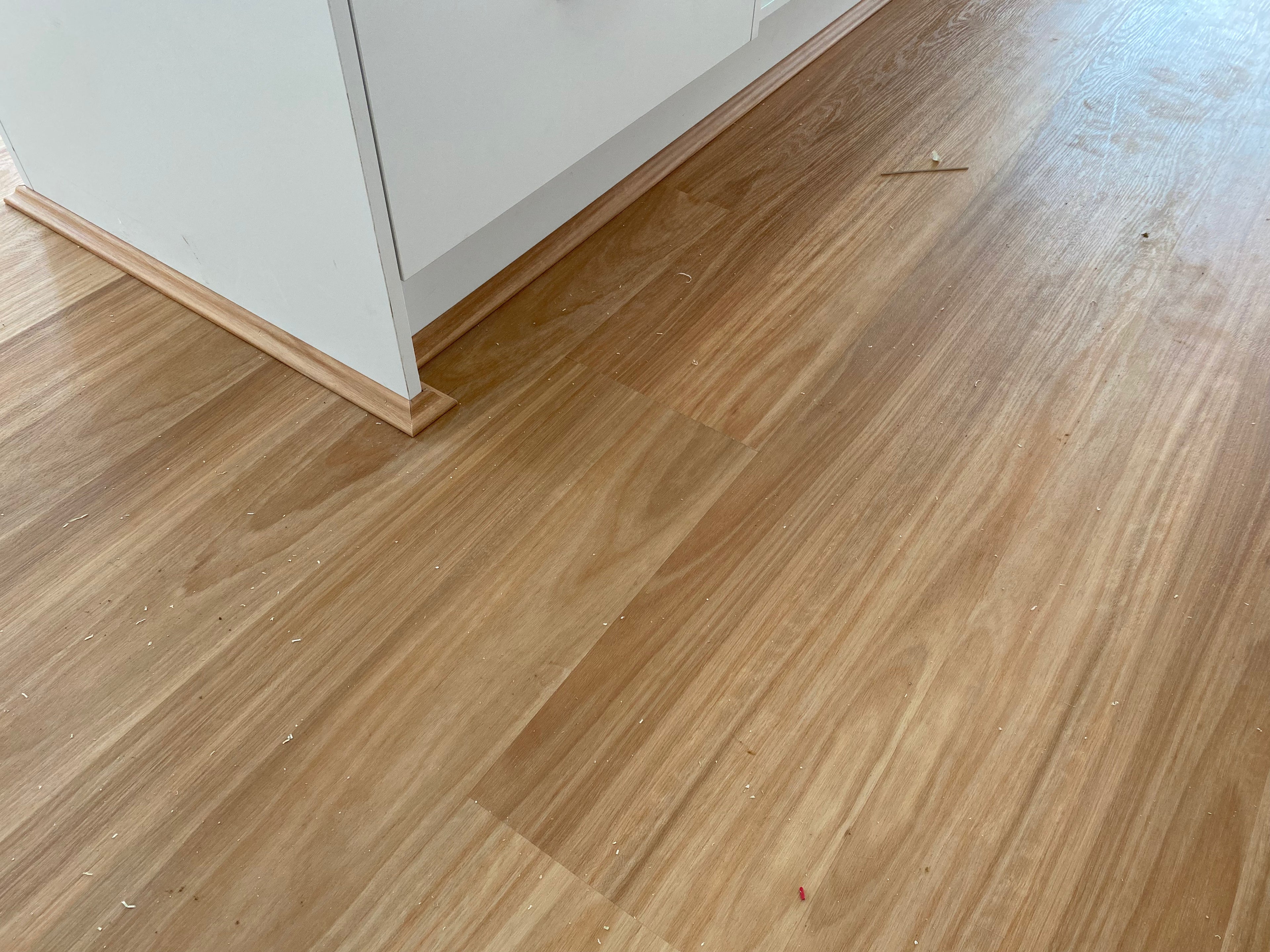 Installed room view of Natural Blackbutt SPC 9.5mm SPC hybrid flooring sample