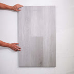 Perspective view of Light Grey SPC Hybrid Floorboards 5+1.5mm in Light Grey colour light tone hybrid flooring sample