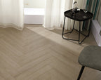 Profile view of Light Malt Engineered Timber Herringbone 15.3mm in Light Malt colour light tone herringbone flooring sample