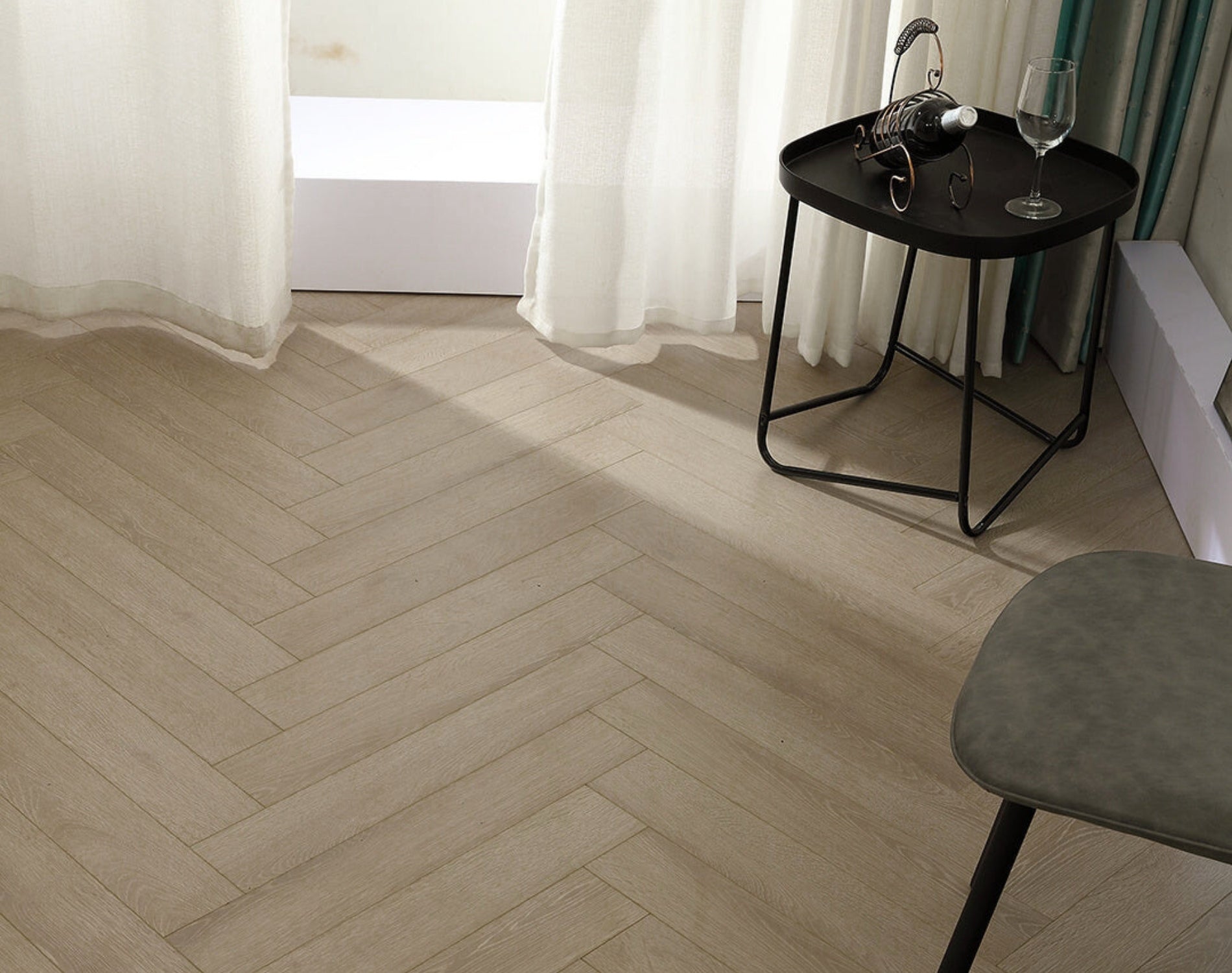 Profile view of Light Malt Engineered Timber Herringbone 15.3mm in Light Malt colour light tone herringbone flooring sample