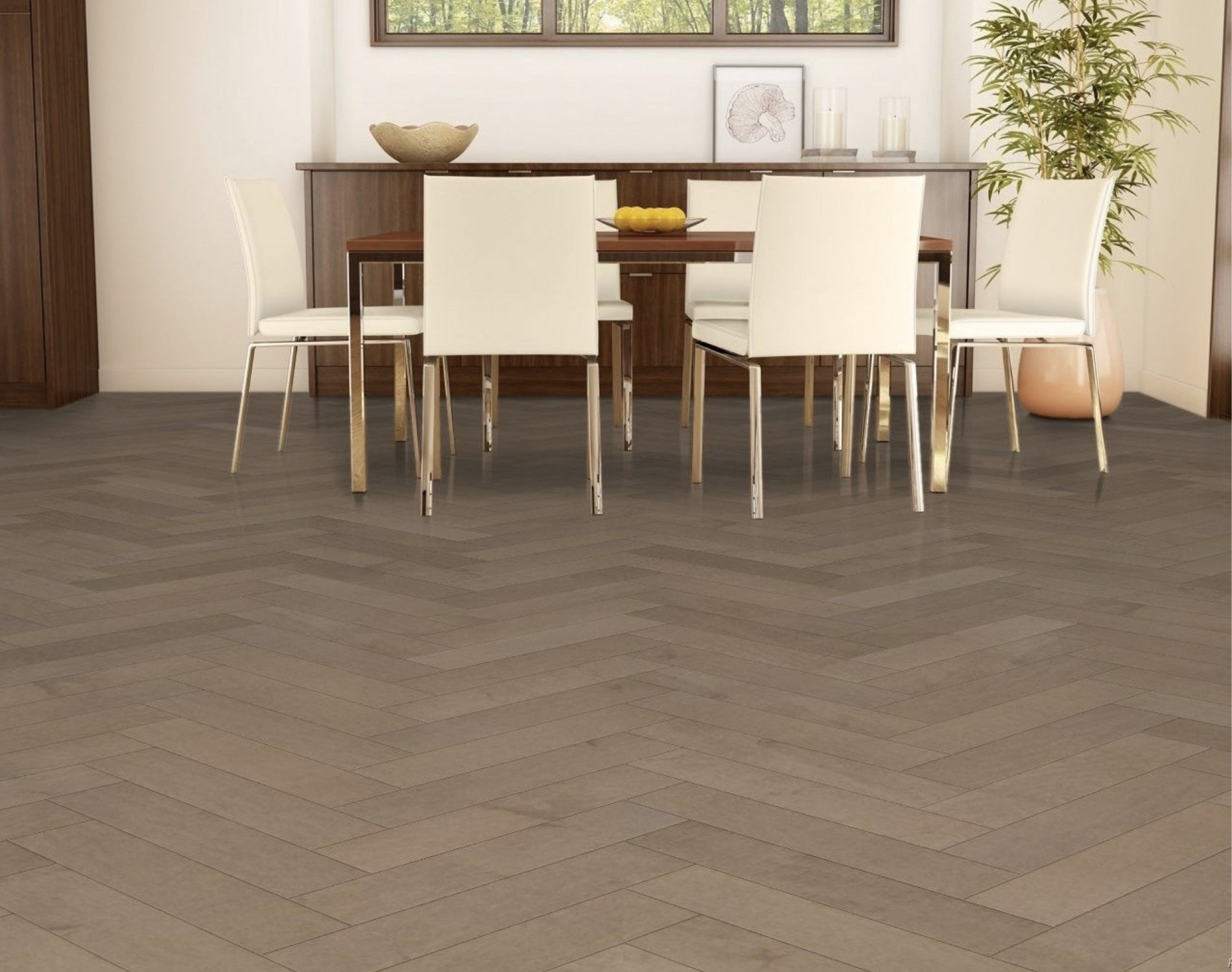 Front view of Light Malt Engineered Timber Herringbone 15.3mm in Light Malt colour light tone herringbone flooring sample