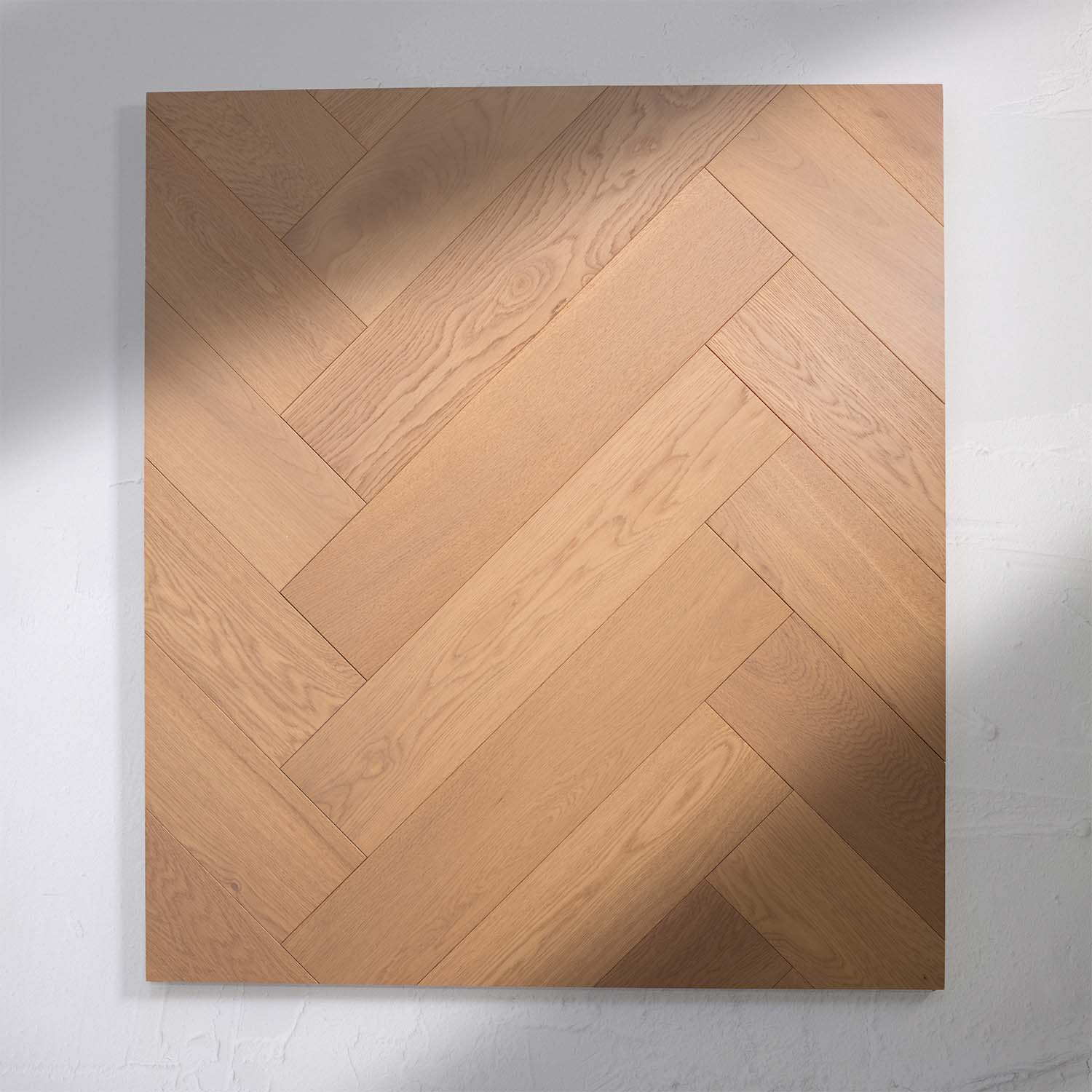 Close-up of Light Neutral Engineered Timber Herringbone 15.3mm in Light Neutral colour light tone herringbone flooring sample