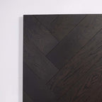 Detailed view of Midnight Grey Engineered Timber Herringbone 15.3mm in Midnight Grey colour dark shade herringbone flooring sample