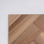Front view of Natural Spotted Gum SPC Hybrid Floorboards Herringbone 7.5+2mm in Natural Spotted colour warm tone herringbone flooring sample