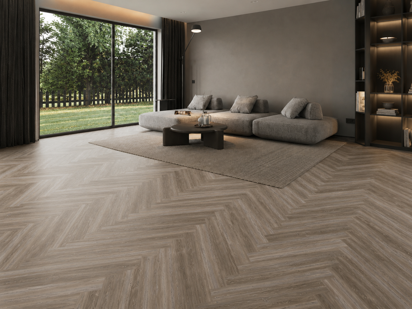 Grey River Pine Vinyl Herringbone Flooring 4.5mm