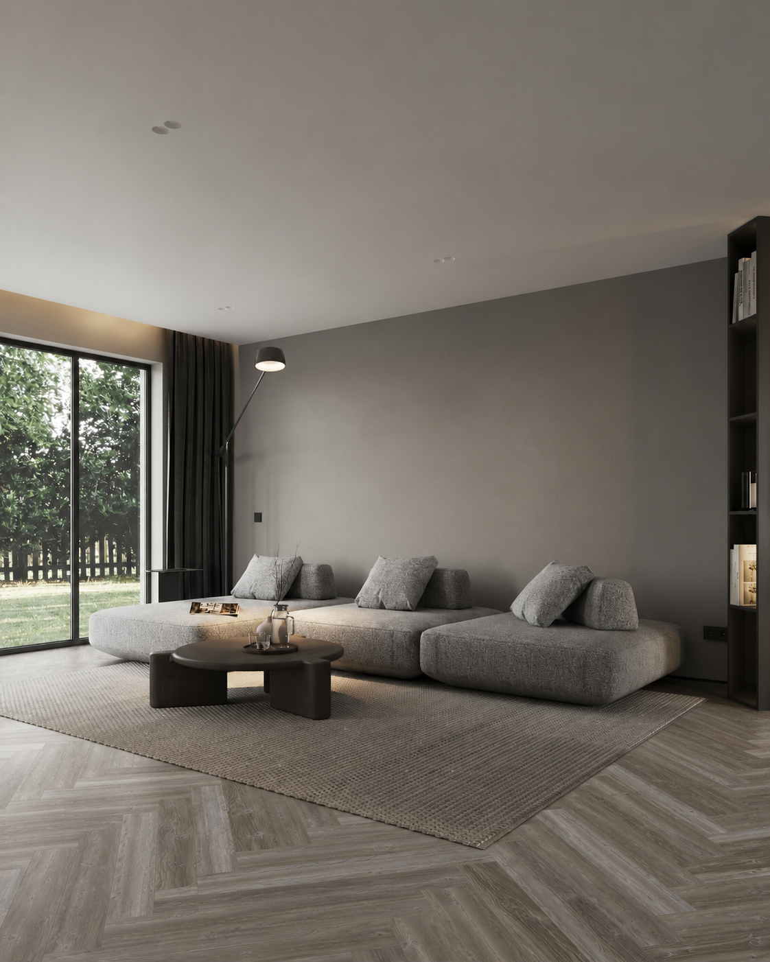 Grey River Pine Vinyl Herringbone Flooring 4.5mm