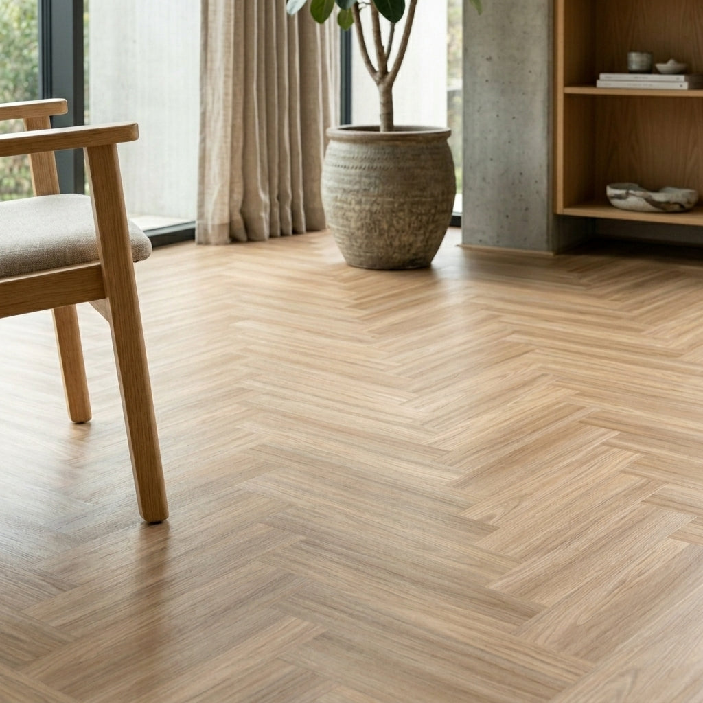 Honeycomb Ash Vinyl Herringbone Flooring 4.5mm