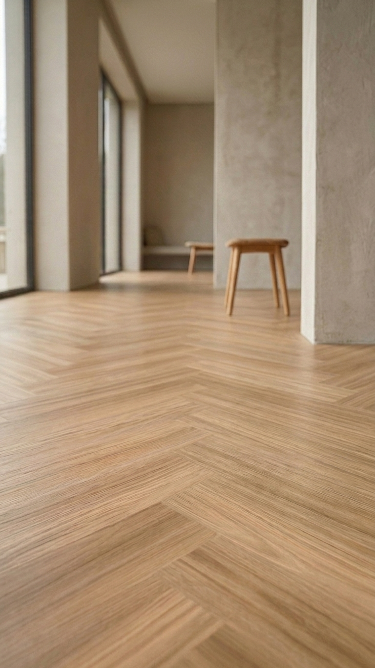 Honeycomb Ash Vinyl Herringbone Flooring 4.5mm