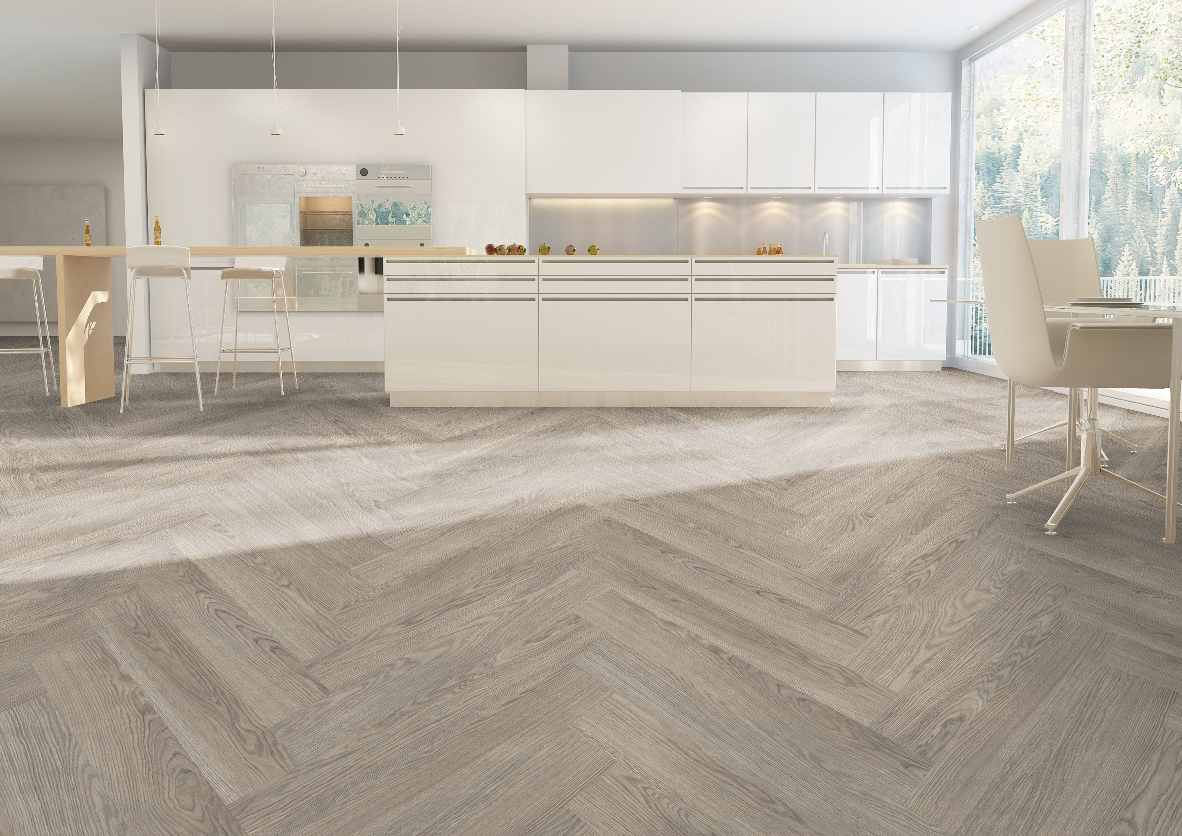 Mistwood Vinyl Herringbone Flooring 4.5mm