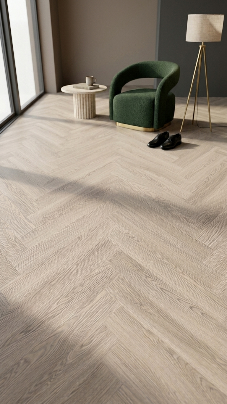 Mistwood Vinyl Herringbone Flooring 4.5mm