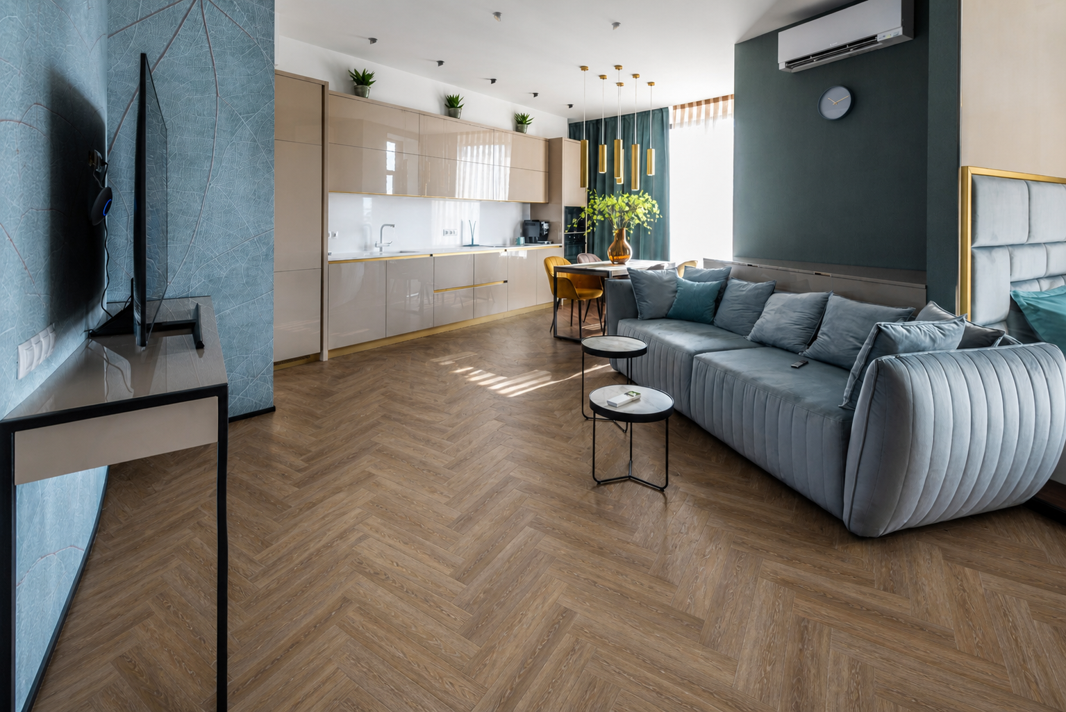 Rustic Path Vinyl Herringbone Flooring 4.5mm